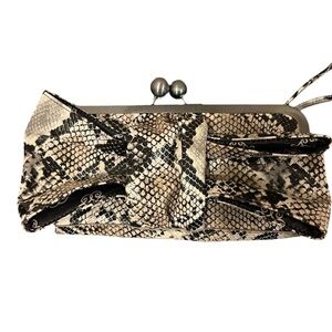 Jessica Simpson Snakeskin Pattern Clutch- with kiss lock closure and wrist strap